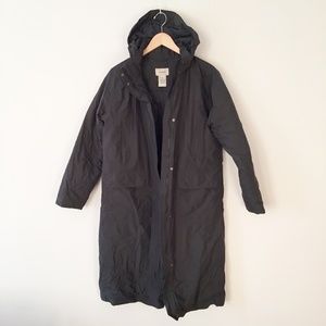 LL Bean Long Black Thinsulate Hooded Coat Medium